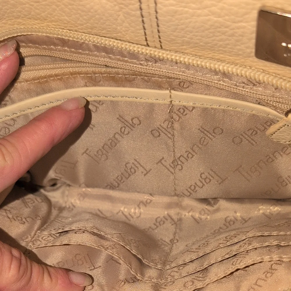 Tignanello Cream Leather Crossbody Bag